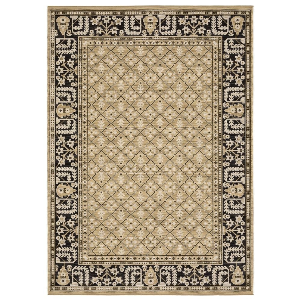 Oriental Weavers Acacia ACA12 Tan and Black 7"10" x 10"10" Area Rug, , large