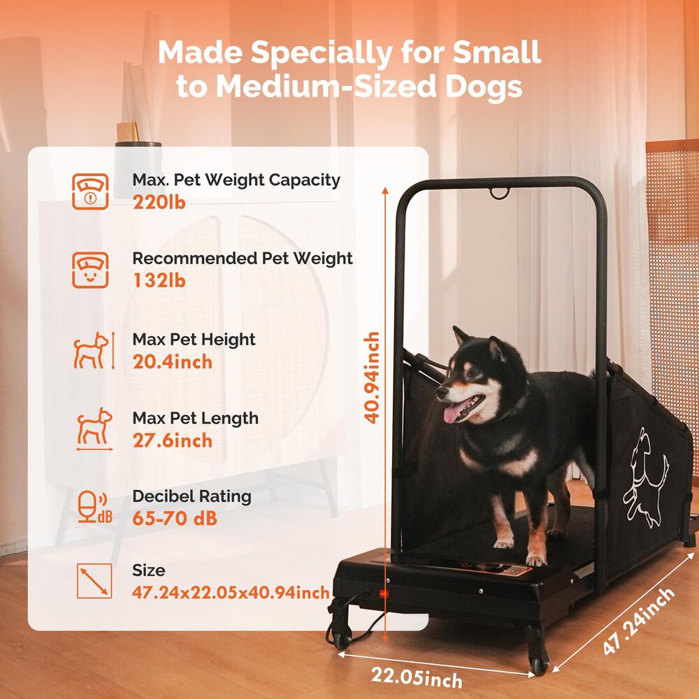 HOMLUX Dog Treadmill for Medium Dogs in Black, , large