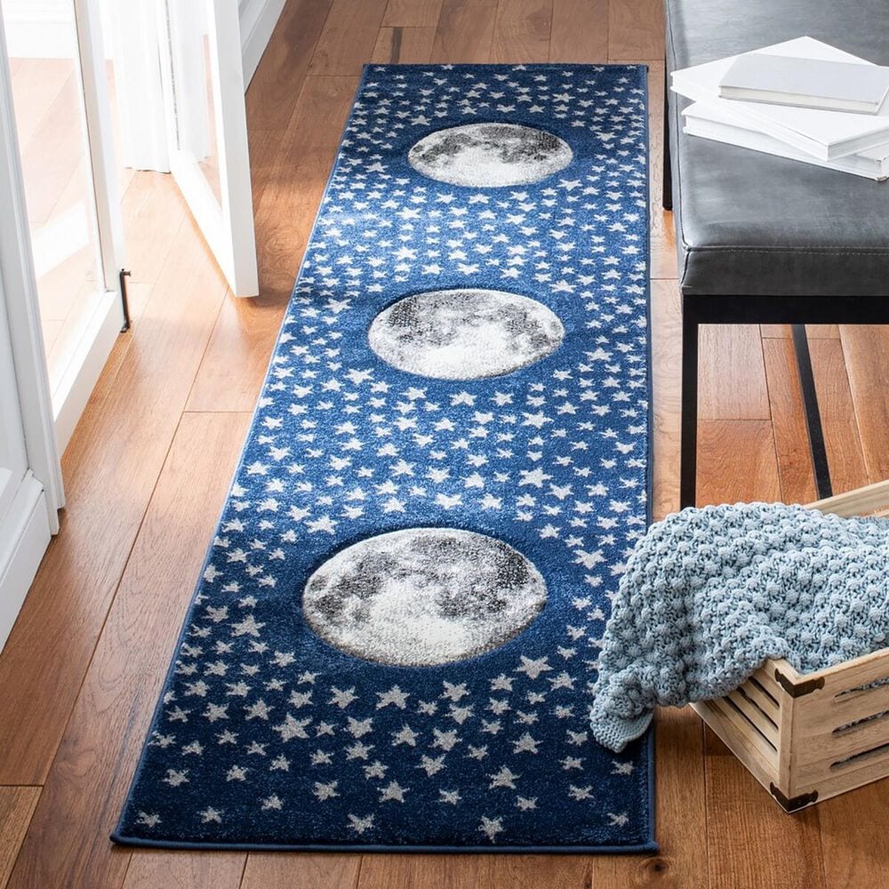 Safavieh Carousel Outer Space 2&#39; x 8&#39; Navy and Grey Kids Runner, , large