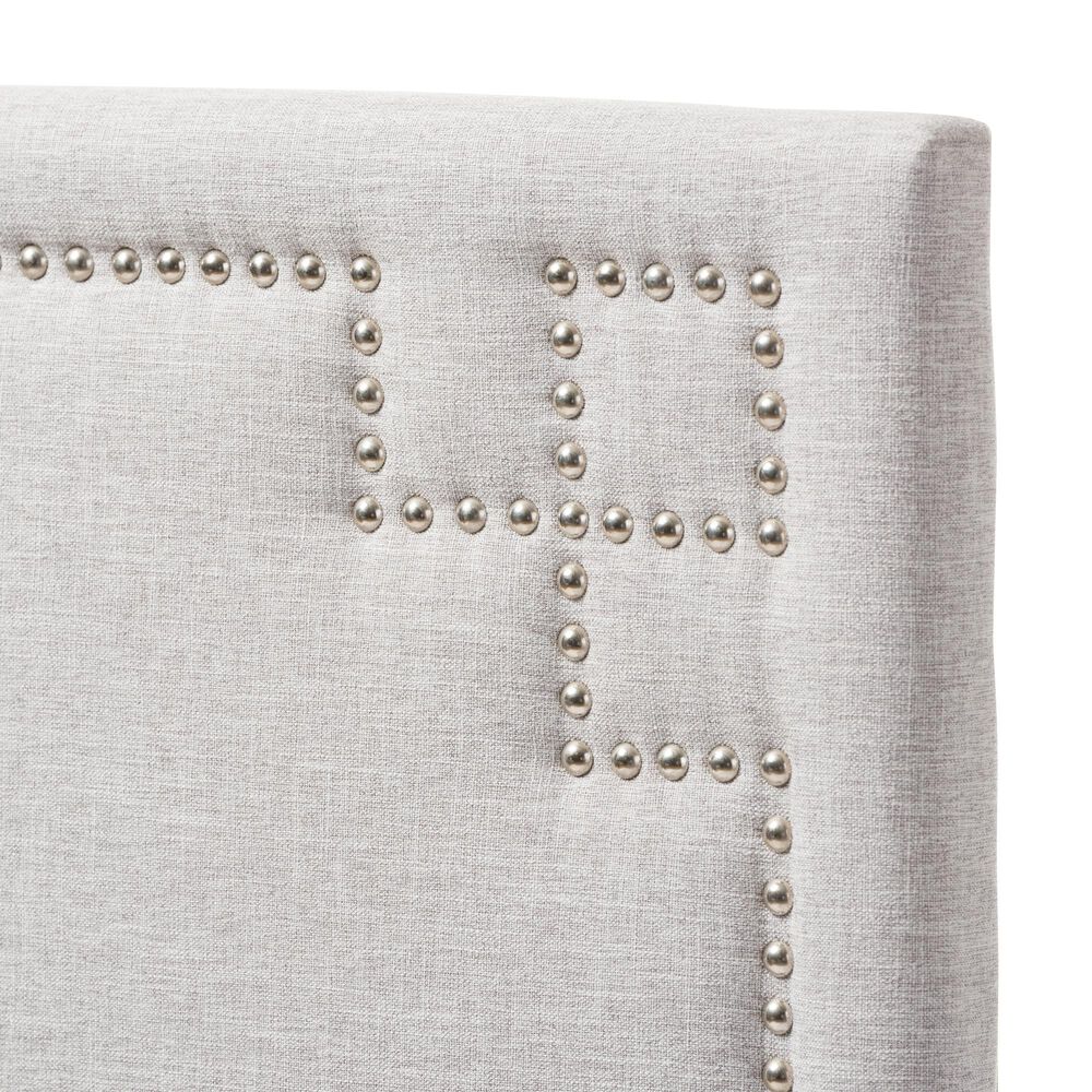 Baxton Studio Geneva Twin Upholstered Panel Headboard in Greyish Beige, , large