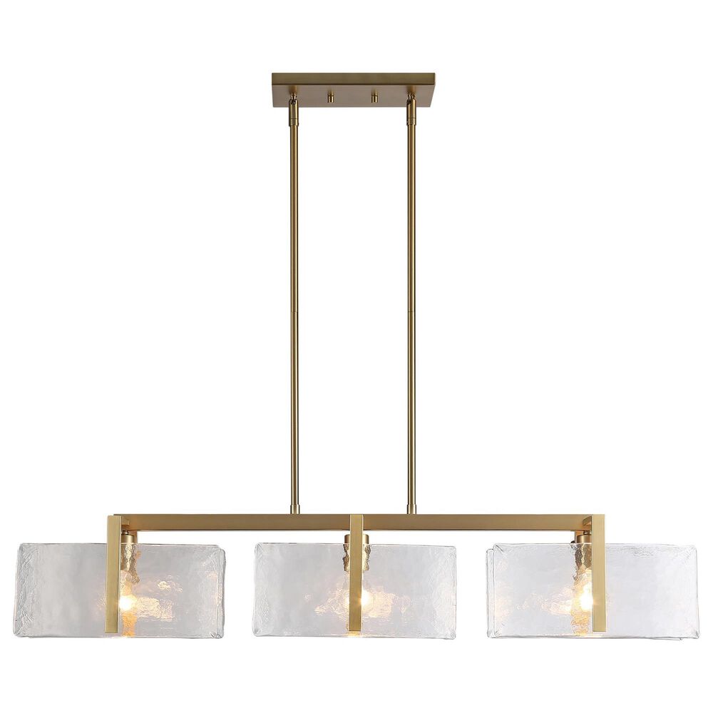 Golden Lighting Aenon 3-Light Wide Linear Pendant with Hammered Water Glass Shade in Brushed Champagne Bronze, , large