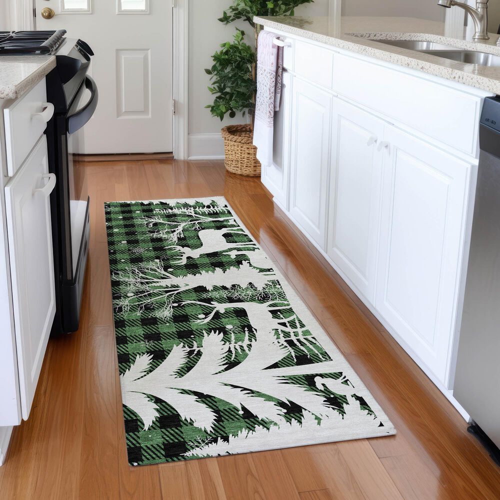 Dalyn Rug Company Wonderland WN32 2&#39;3&quot; x 7&#39;6&quot; Green Indoor/Outdoor Runner, , large