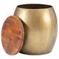 Linon Home Decor Royce 19" Drum Side Table with Storage in Brass, , large