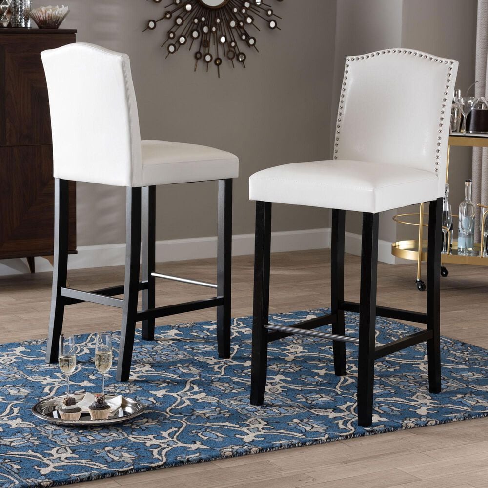 Baxton Studio Libra Bar Stool in White (Set of 2), , large