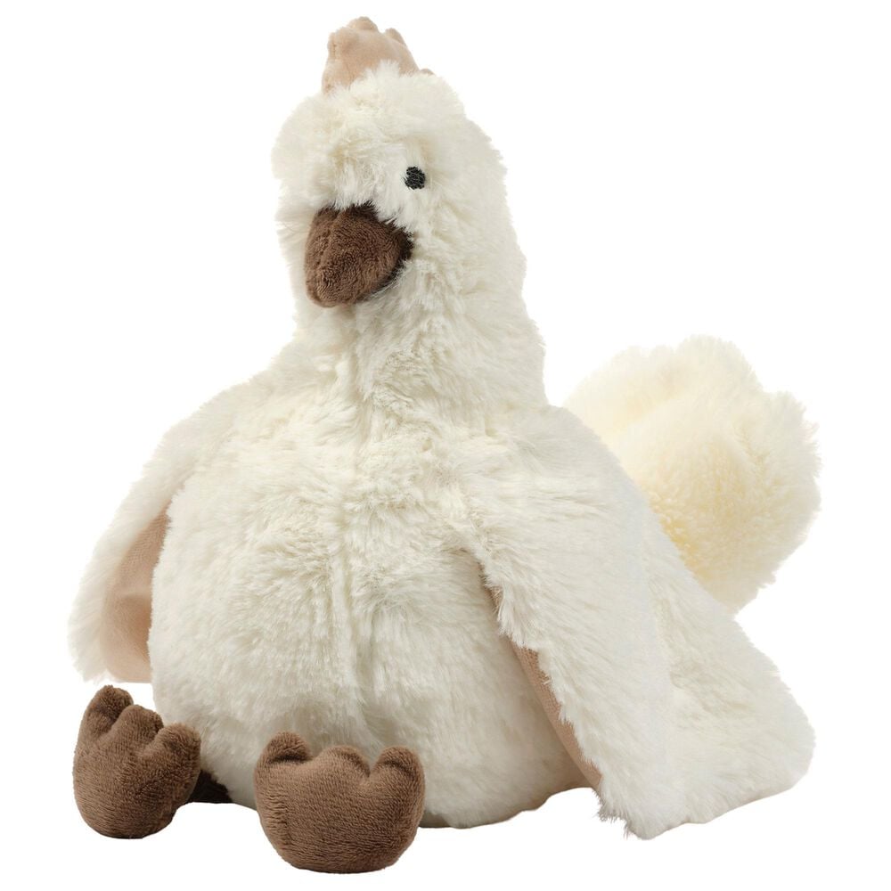 Lambs &amp; Ivy Farmyard Friends Peep Chicken Plush Toy in White, Brown and Light Taupe, , large