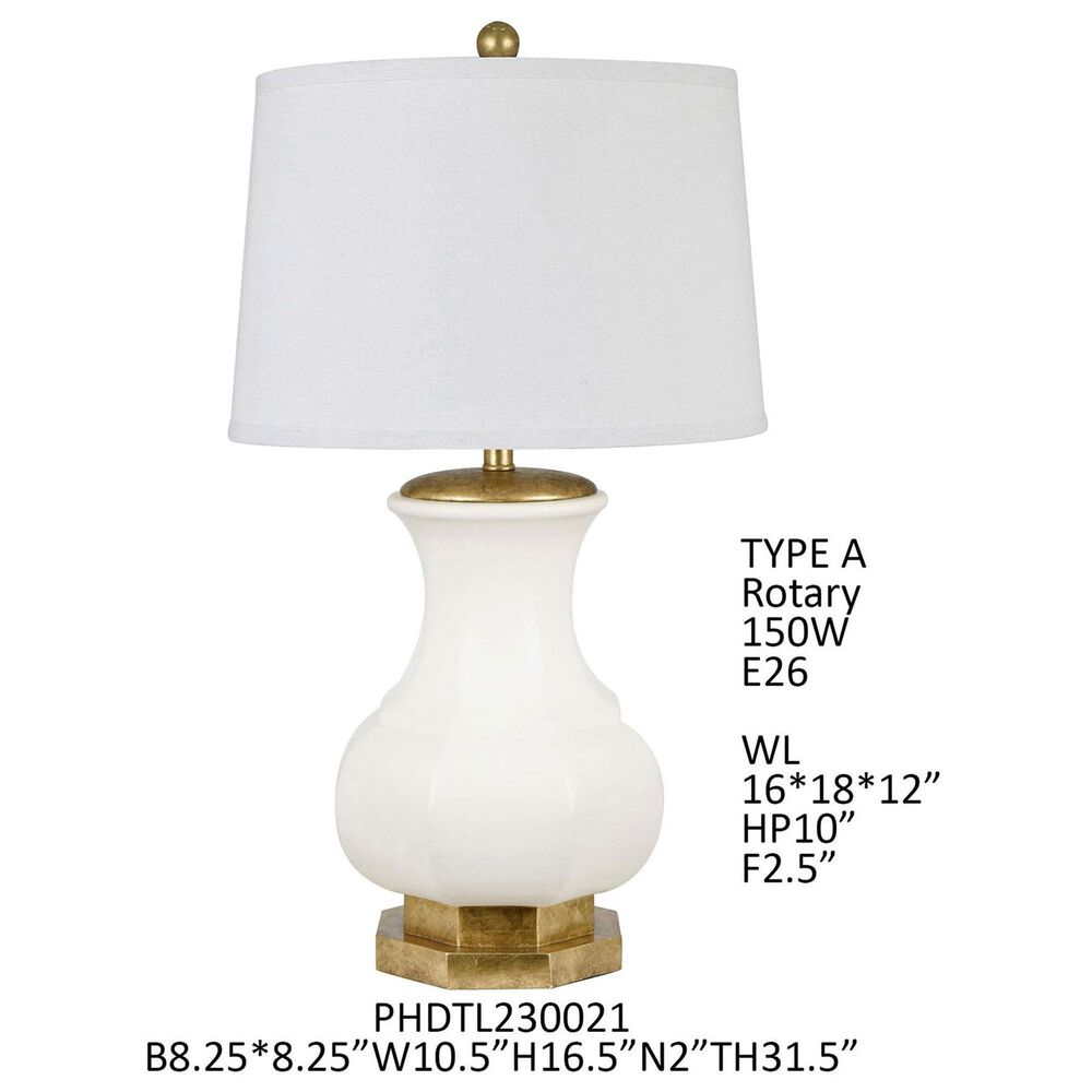 Porch View White Lotus Table Lamp in Cream and Gold, , large