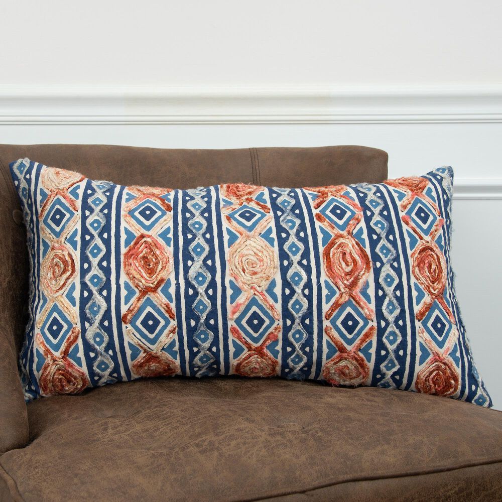 Rizzy Home Geometric 14" x 26" Pillow in Indigo, , large