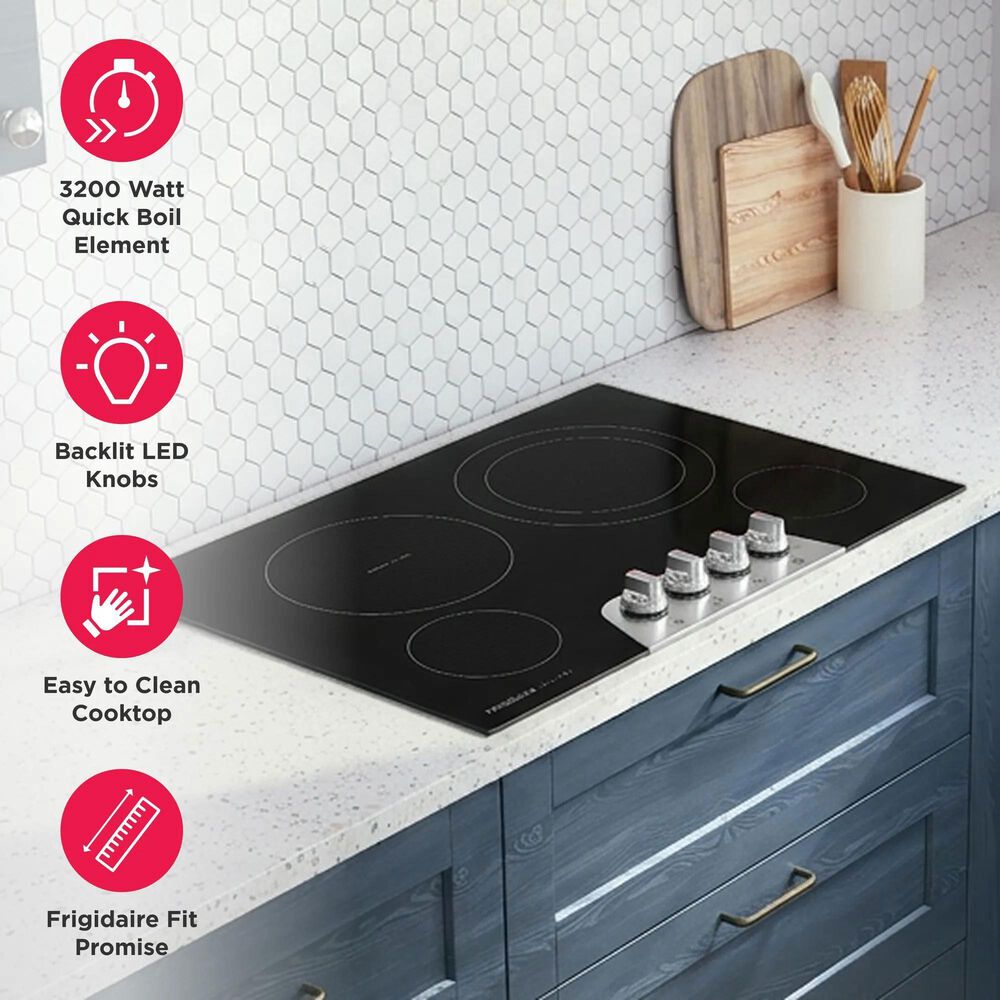 Frigidaire Gallery 30" Electric Cooktop with 4 Element in Stainless Steel and Black, , large