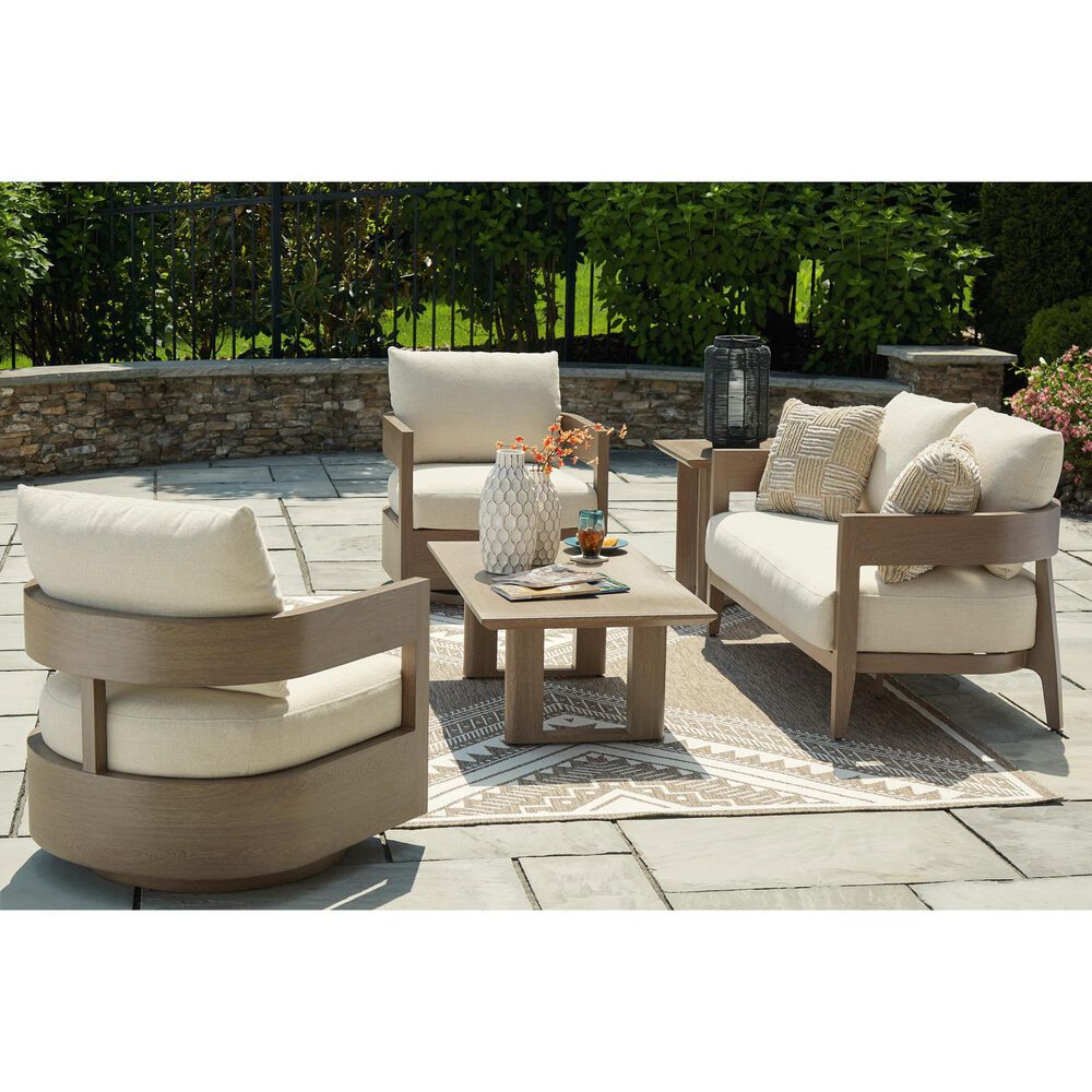 Ashley Serene Bay Patio Loveseat in White, , large