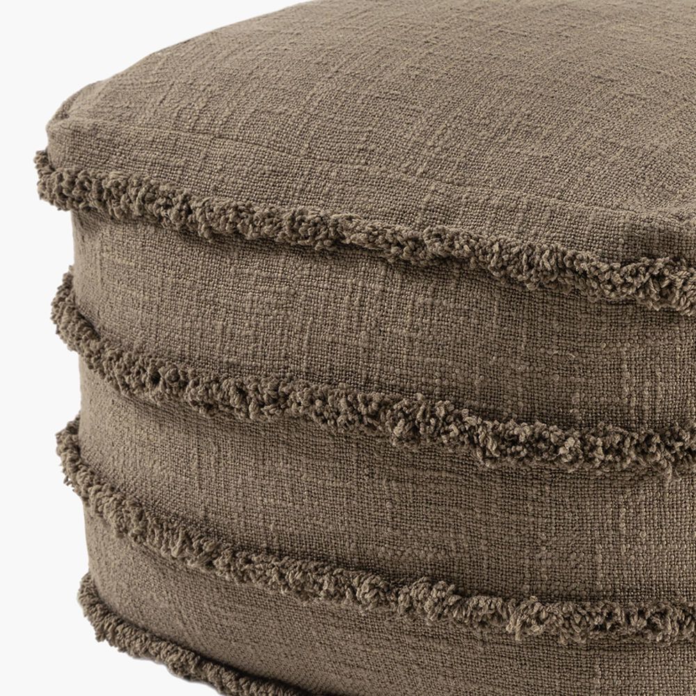 LR Home 18" Square Striped Pouf in Brown, , large
