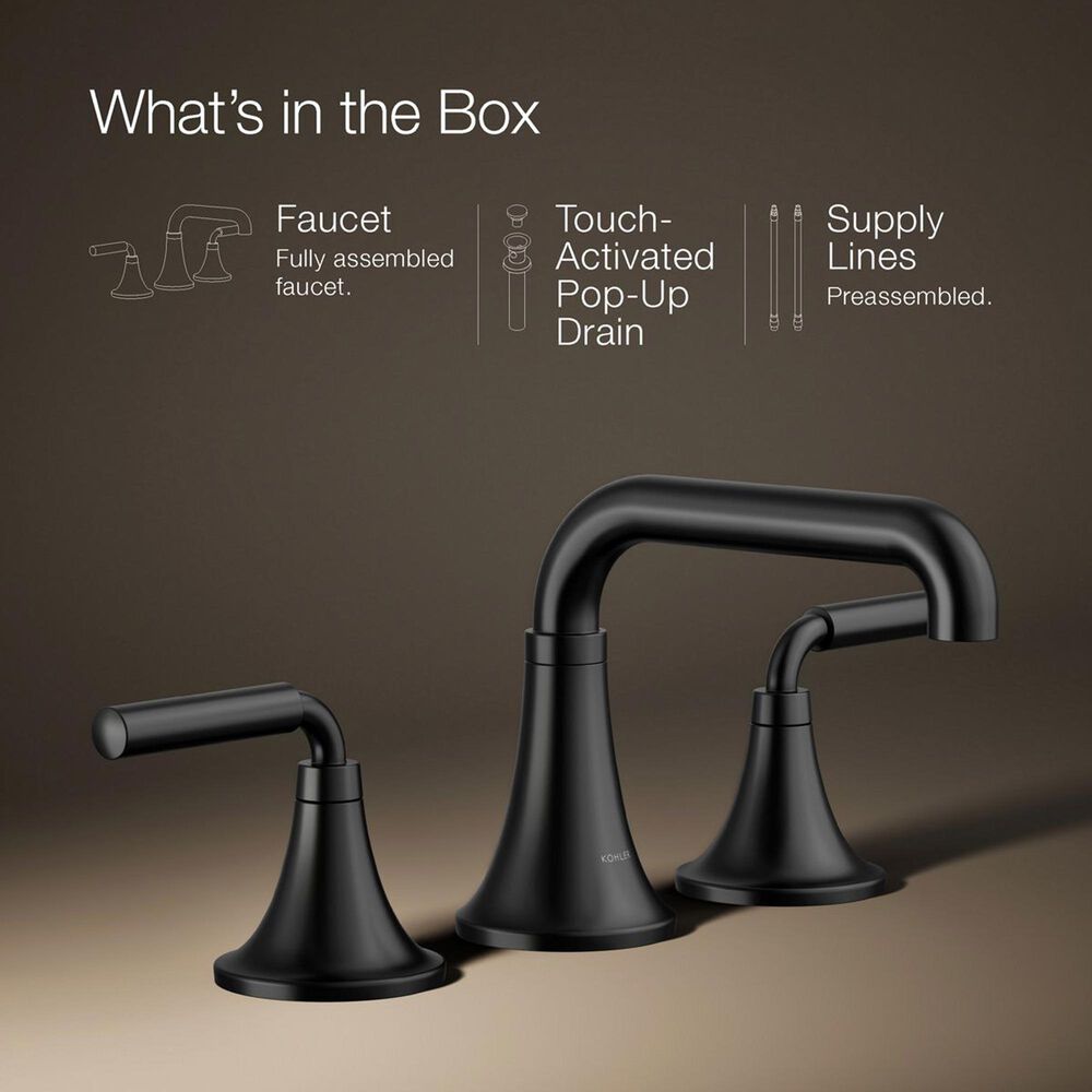 Kohler Tone Widespread Bathroom Sink Faucet in Matte Black, , large