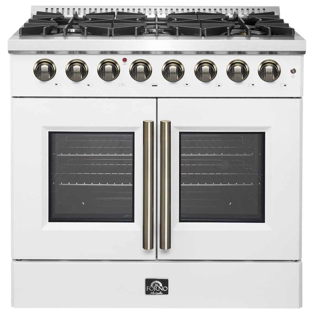 Forno Galiano 36" Freestanding French Door Dual Fuel Range in White, , large