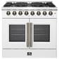 Forno Galiano 36" Freestanding French Door Dual Fuel Range in White, , large