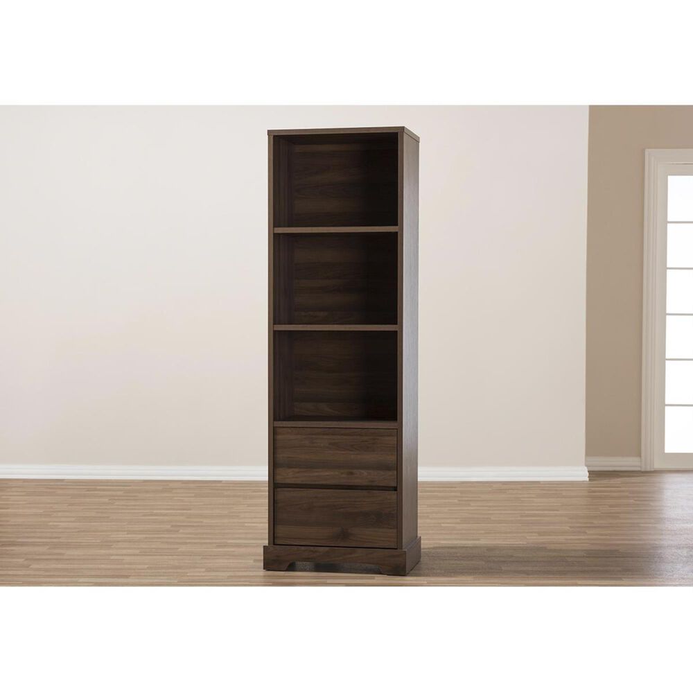 Baxton Studio Burnwood Bookcase in Brown, , large