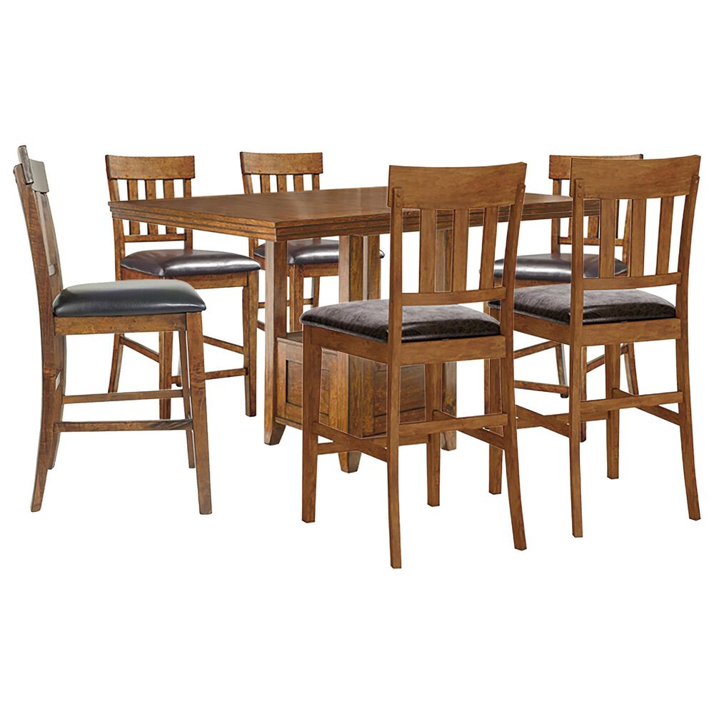 Ashley Ralene 7-Piece Counter Height Dining Set in Medium Brown, , large