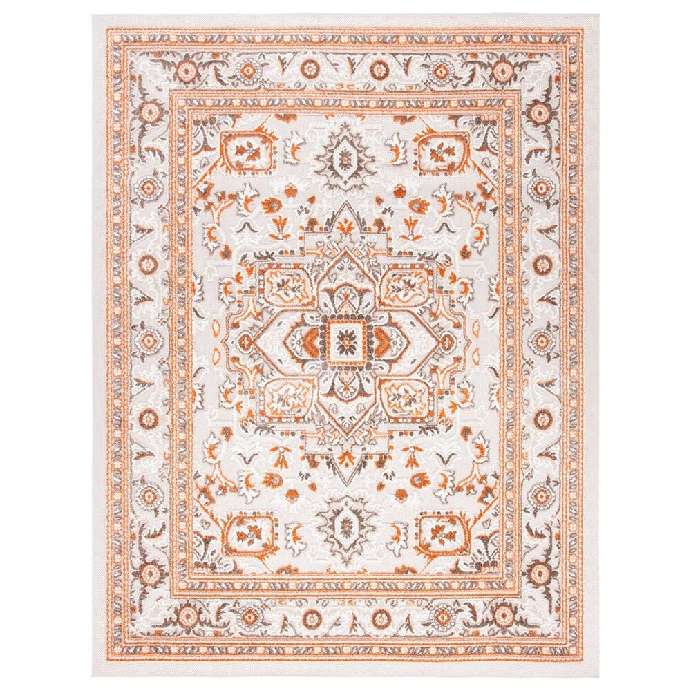 Safavieh Cabana CBN680B 8" x 10" Beige and Orange Indoor/Outdoor Area Performance Rug, , large
