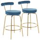 Lumisource Rhonda Counter Stool in Blue/Gold (Set of 2), , large