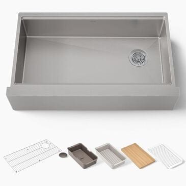 Kohler Strive 35.5" Undermount Single-Bowl Workstation Kitchen Sink in Stainless Steel, , large