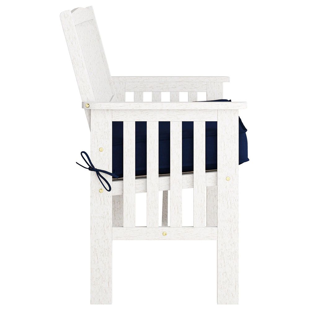 CorLiving Miramar Patio Bench in White/Navy Blue, , large