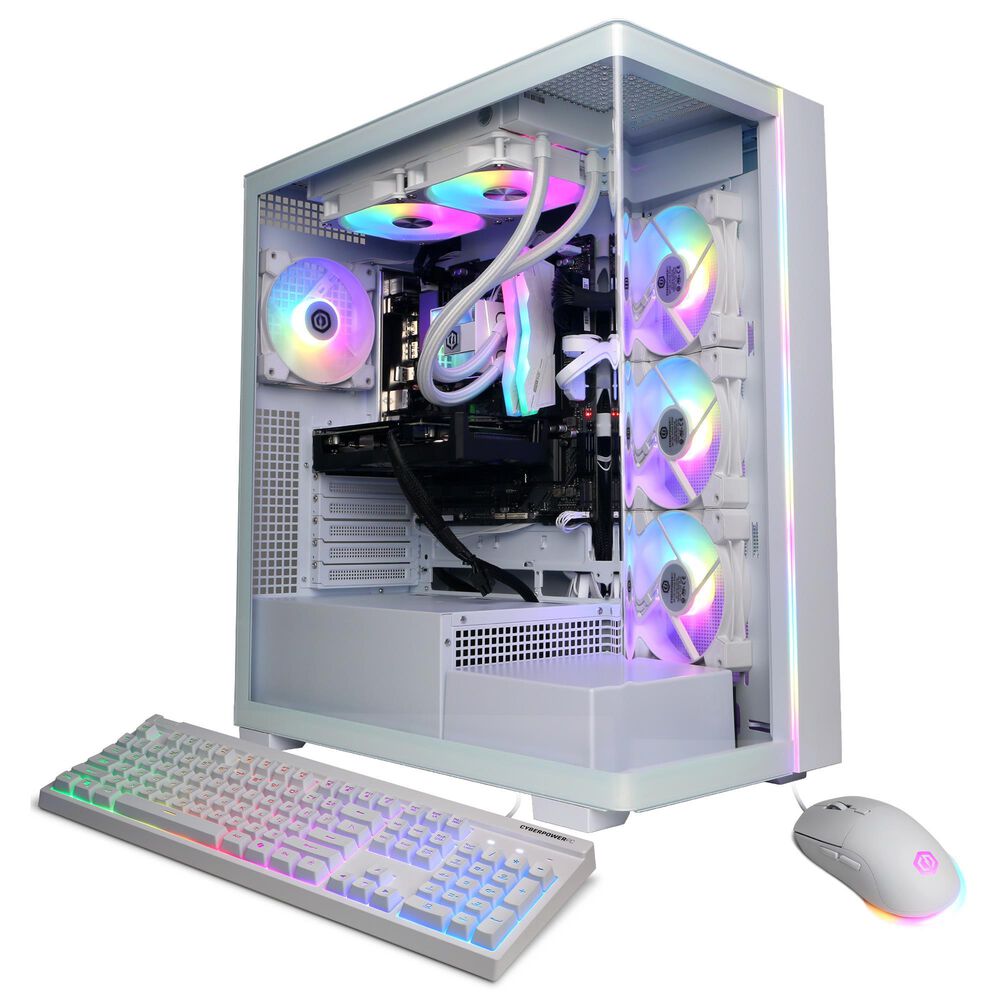 CyberPowerPC Gamer Supreme Gaming Desktop | Intel Core i7-14700F - 32GB RAM - NVIDIA GeForce RTX 5060 Ti Graphics - 2TB SSD in White, , large