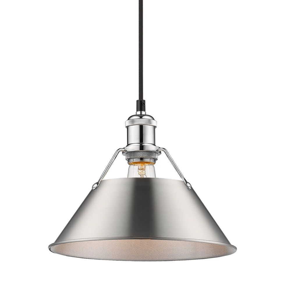Golden Lighting Orwell 1-Light Medium Pendant with Pewter Shade in Chrome, , large