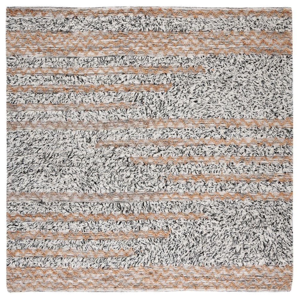 Safavieh Natura NAT720Z 6" Square Ivory and Black Area Rug, , large