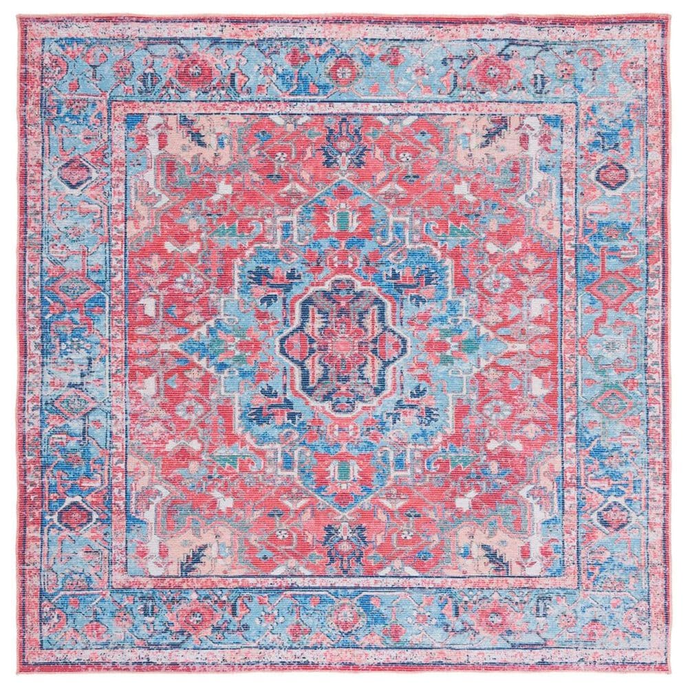 Safavieh Serapi  Traditional 6"7" Square Light Blue and Red Area Rug, , large