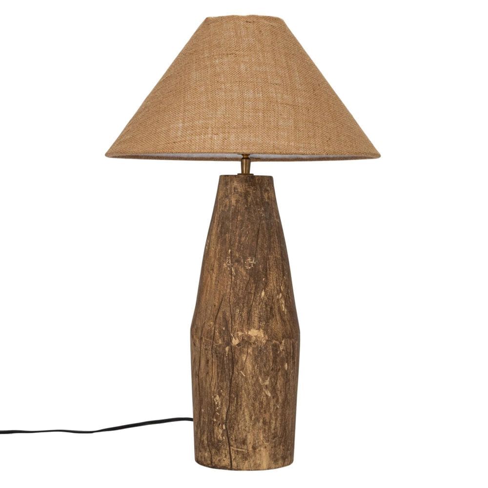 Teak Interiors Botanist Reclaimed Wood Table Lamp with Jute Shade and Swivel Neck in Natural, , large