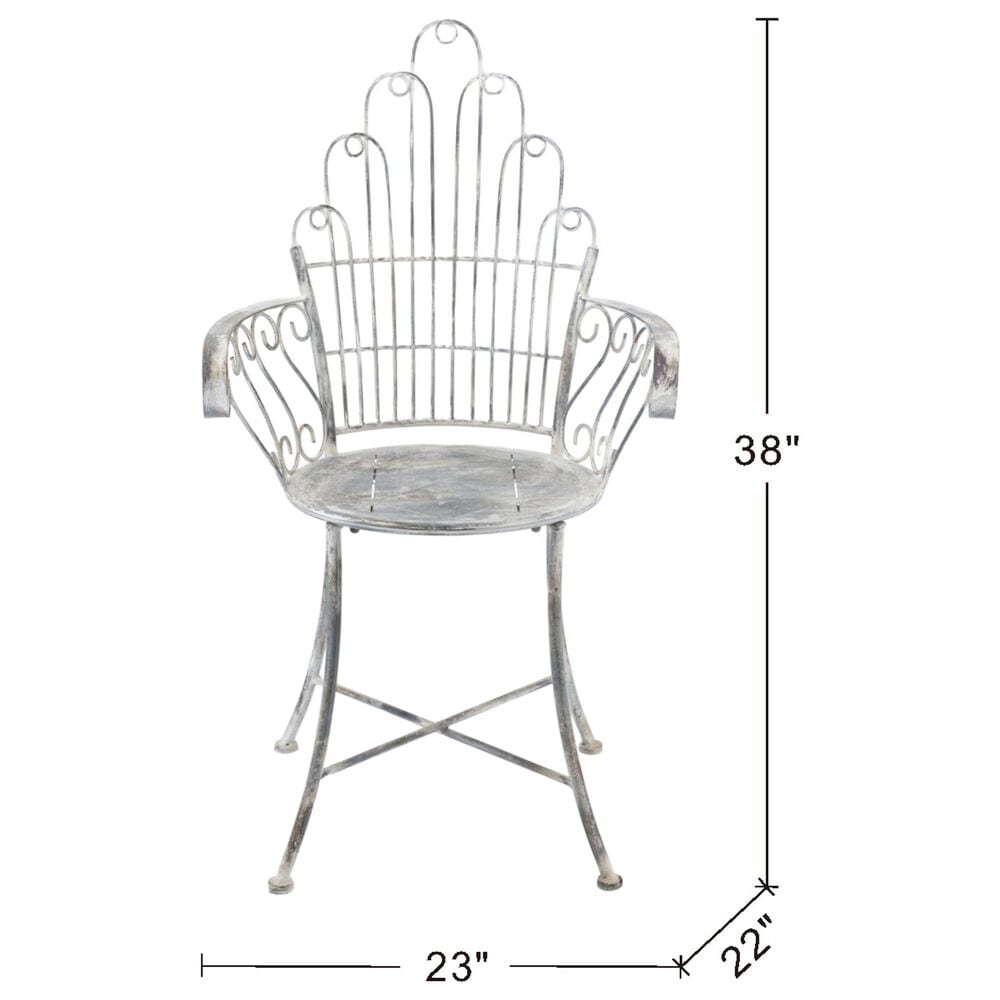 Hearth and Haven Outdoor Arm Chair with Fan-Shaped Backrest in Gray, , large