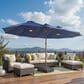HOMLUX 15" Double-Sided Outdoor Market Umbrella with Sandbag Base and White LED Beads in Royal Blue, , large