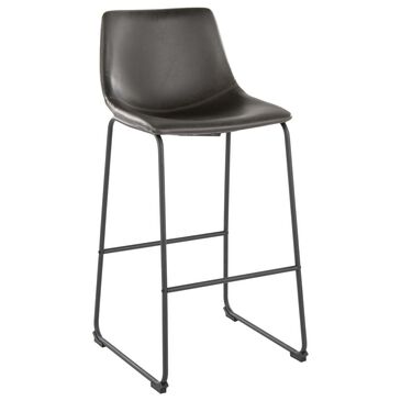 Lumisource Duke Fixed-Height Barstool with Grey Cushion in Black, , large