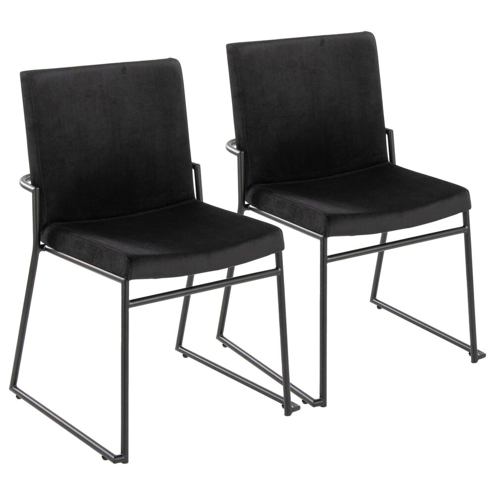LumiSource Dutchess Side Chair with Black Velvet Cushion in Black (Set of 2), , large