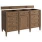 James Martin Brittany 60" Single Bathroom Vanity in Pecan with 3 cm Siberian Silestone Top, Rectangular Sink and FreePower Wireless Charger, , large