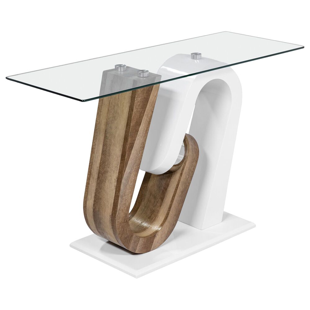 Furniture of America Strong Console Table in White and Natural Tone, , large