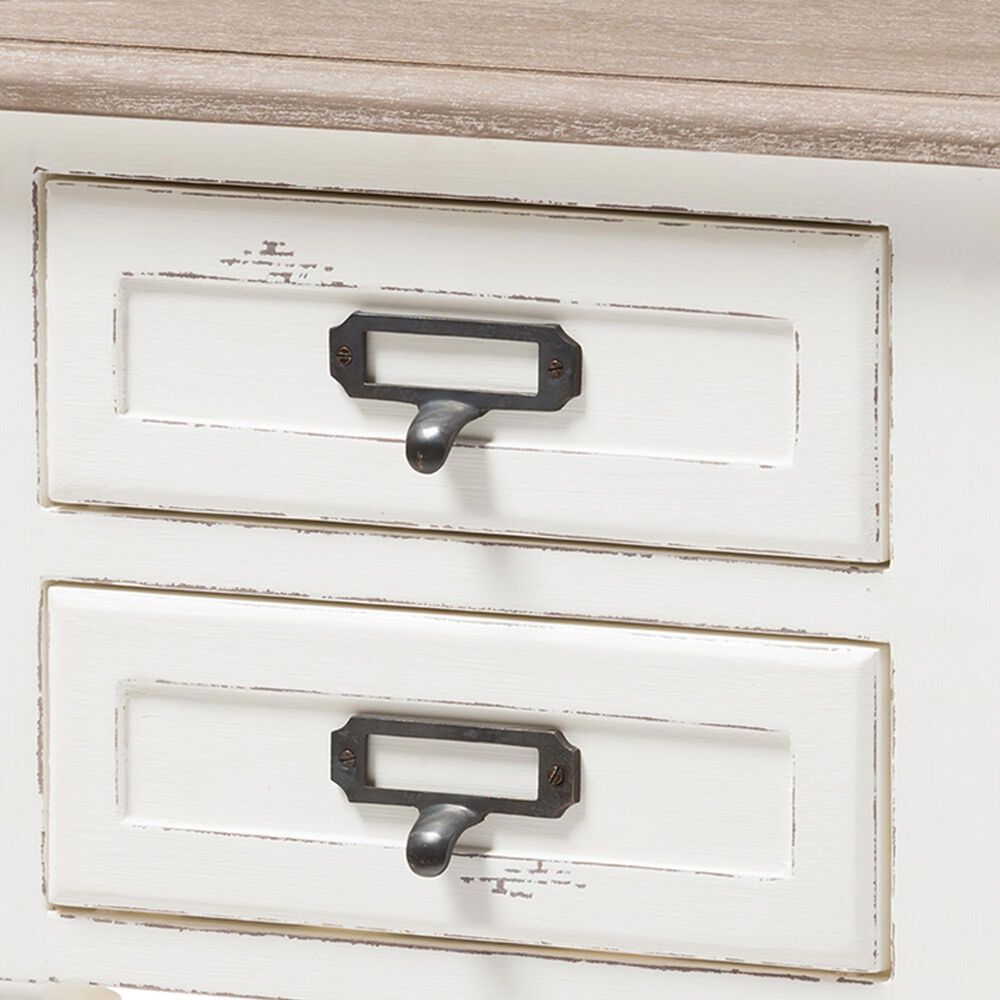 Baxton Studio Dauphine 2-Drawer Nightstand in White and Natural, , large