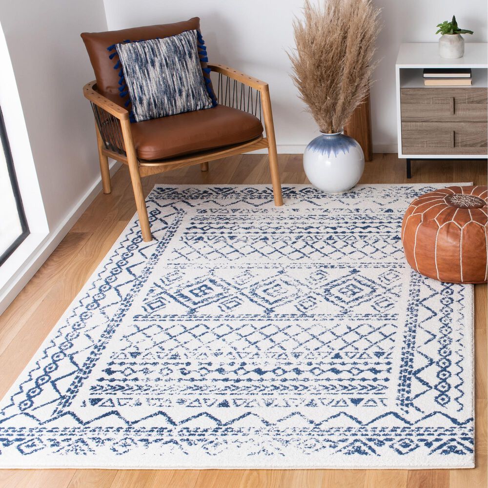 Safavieh Tulum Traditional 5&#39;3&quot; x 7&#39;6&quot; Ivory and Navy Area Rug, , large