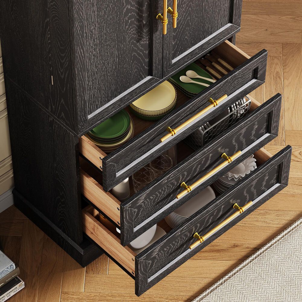 HOMLUX 78.2" Tall Farmhouse Kitchen Pantry Cabinet with 8 Door Shelves, Storage Cabinet with 3 Adjustable Shelves, 3 Large Drawers, Versatile Cupboard for Kitchen, Dining &amp; Bathroom, Ash Black, , large