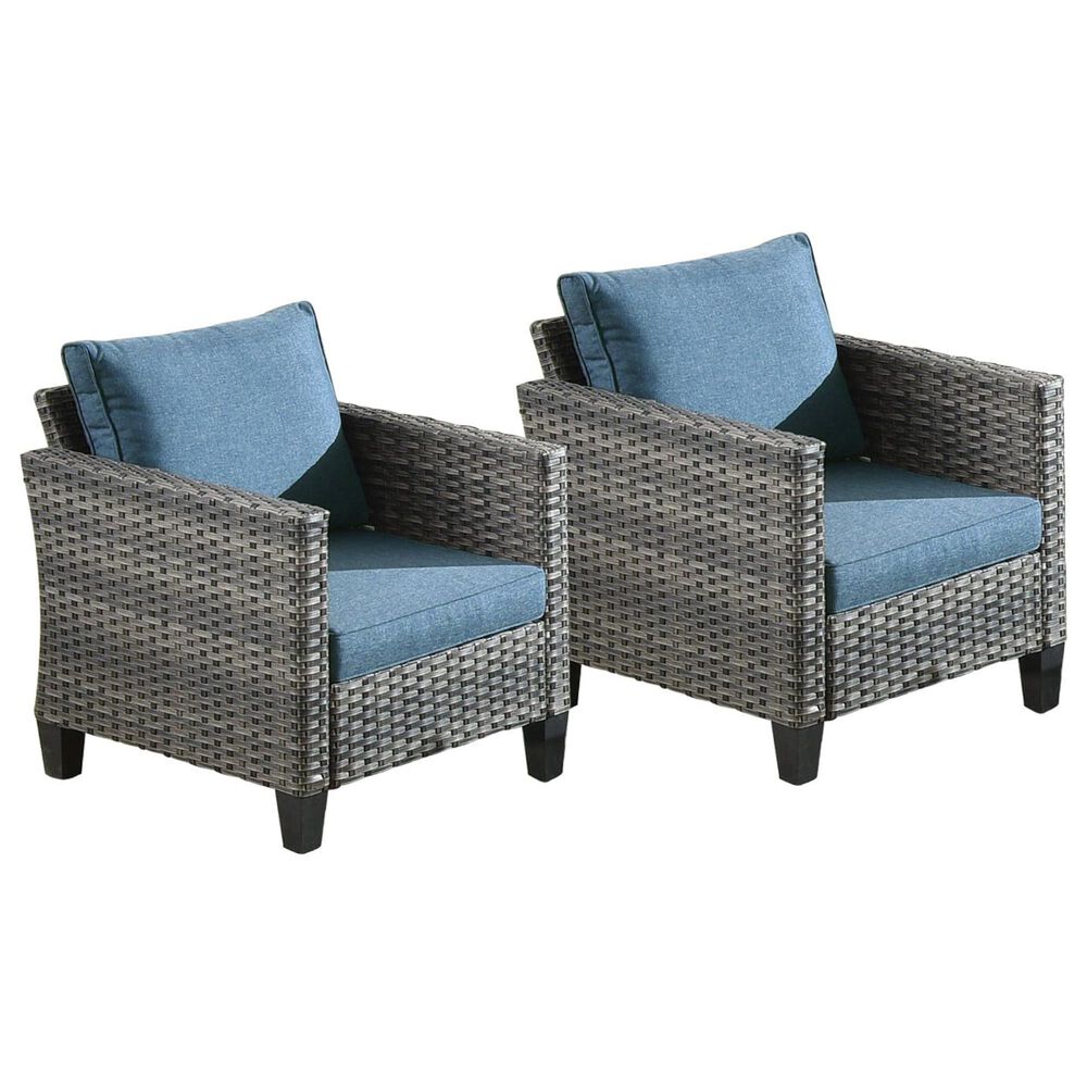 HOMLUX 28" Patio Single Chair in Denim Blue (Set of 2), , large