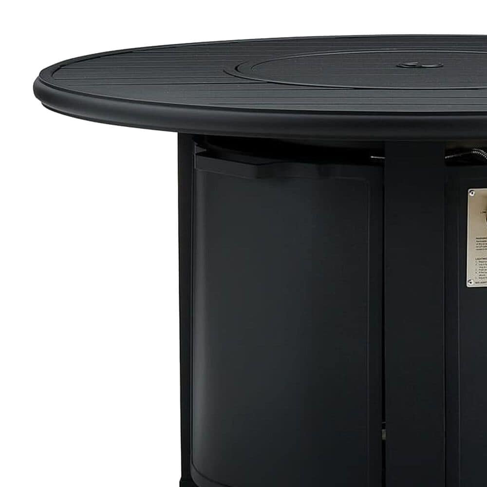 Winston Furniture Slat Top and Icon 5-Piece Round Firepit Chat Set in Textured Pewter, , large