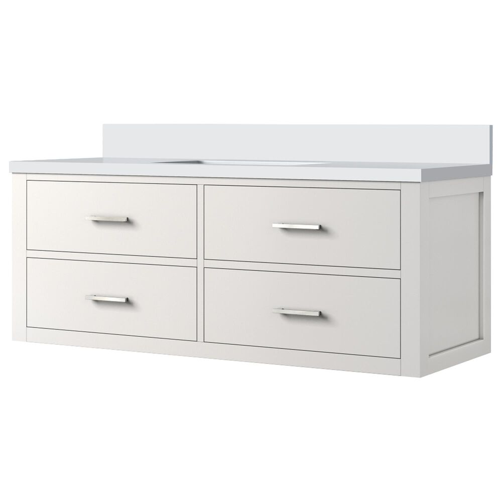 Lexora Home Castor 48" Single Bathroom Vanity in White with 2 cm White Cultured Marble Top and Rectangular Sink, , large