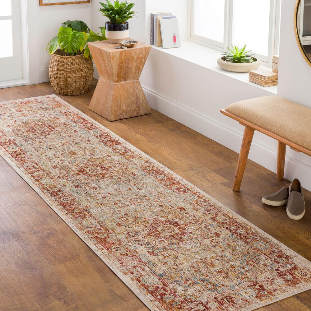Surya Aspendos 2&#39;7&quot; x 10&#39; Light Gray, Rust, Denim, Ice Blue, Cream, Mustard and Black Runner, , large