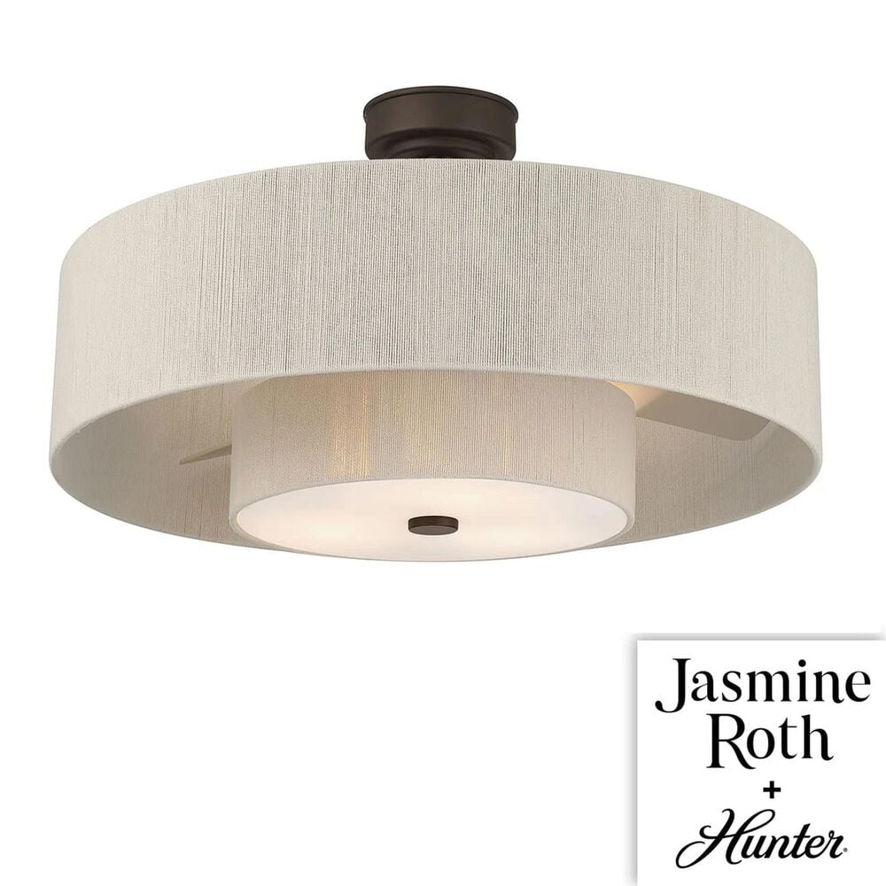 Hunter Brookside Jasmine Roth 30" Indoor Ceiling Fandelier with LED Light and Remote Control in Matte Bronze, , large