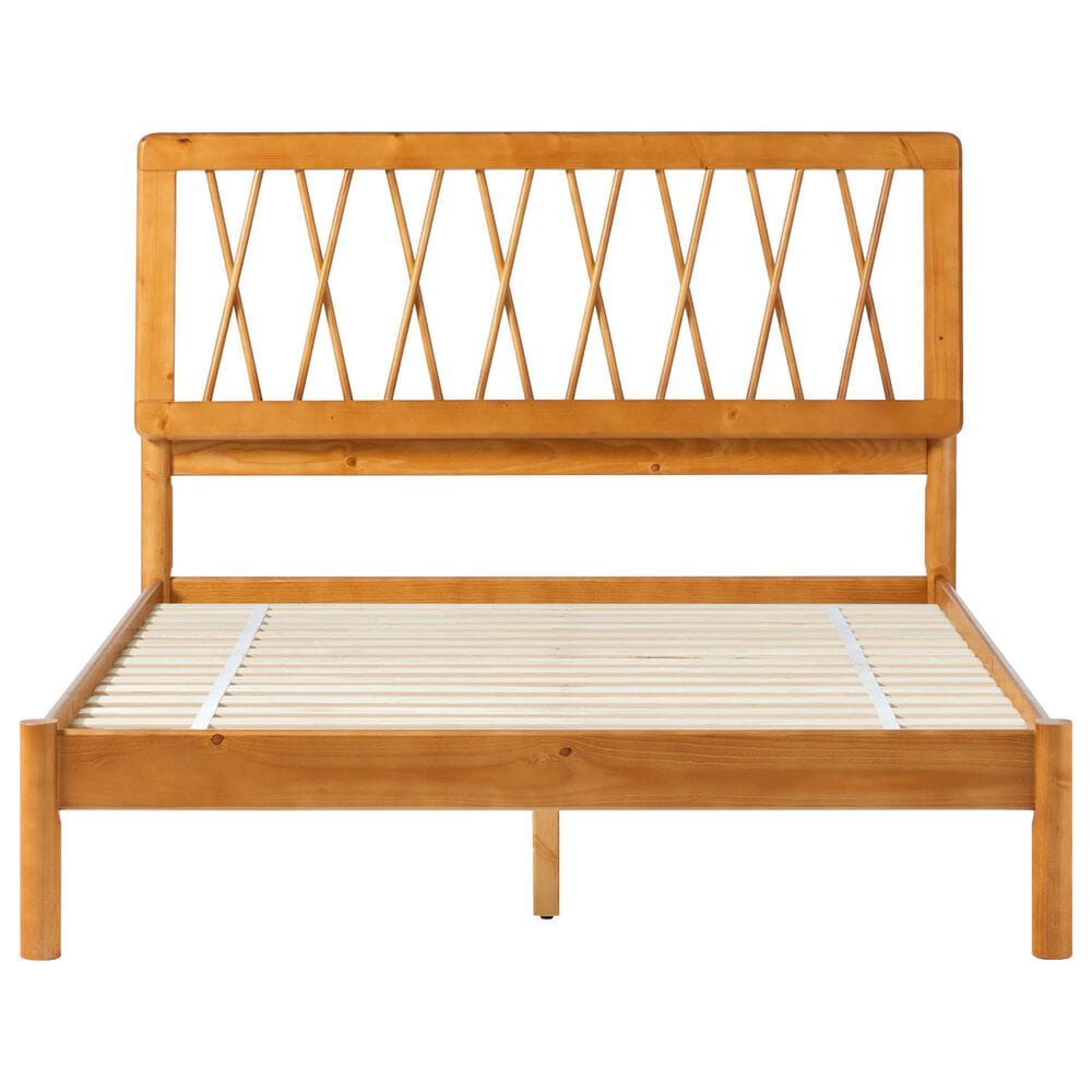 Walker Edison Cama X Spindle Full Platform Bed in Caramel, , large