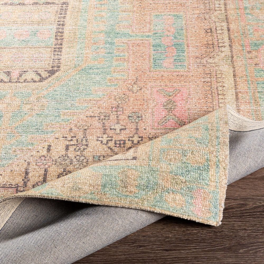 Surya Unique Dusty Pink, Wheat, Charcoal, Peach, Beige, Medium Green and Sage 2'6" x 4' Area Rug, , large
