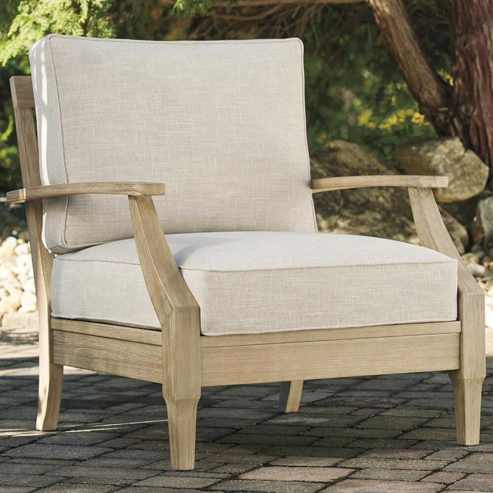 Ashley Clare View Lounge Chair with Beige Cushion in Antique Teak, , large