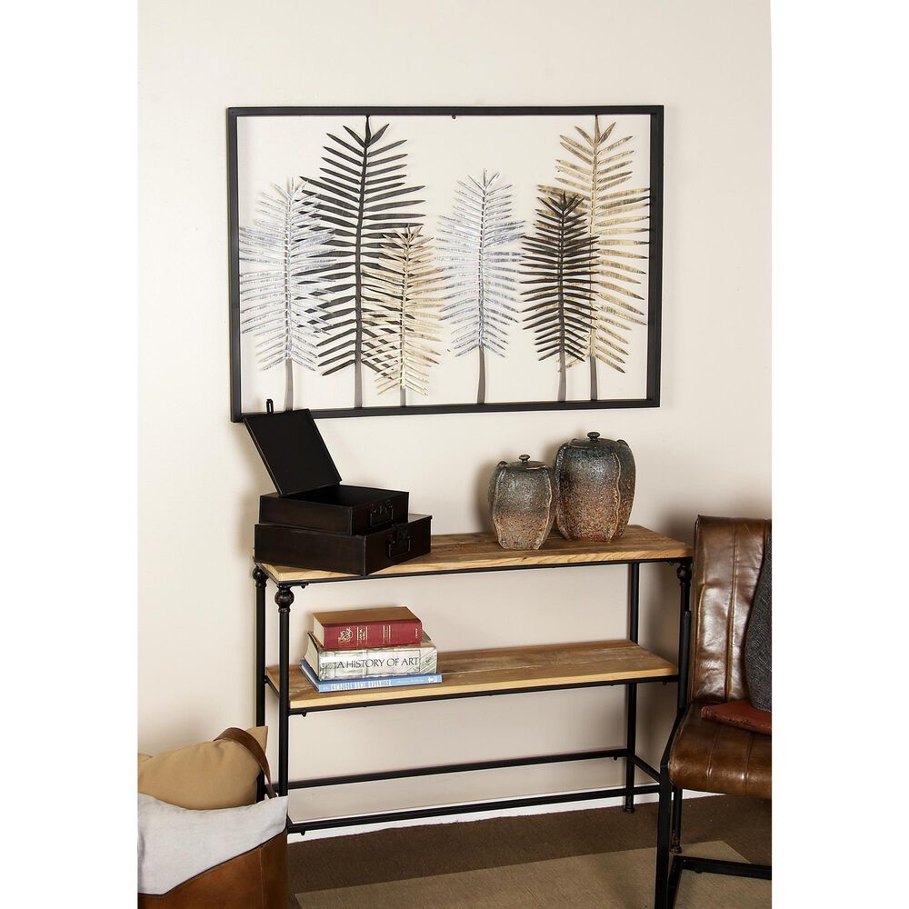 Maple and Jade 30&quot; x 45&quot; Forest of Leaves Wall Decor in Matte Black, , large