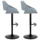 LumiSource Fabrico Swivel Adjustable Bar Stool with Blue Noise Fabric Upholstery and Rounded T Footrest in Black (Set of 2), , large