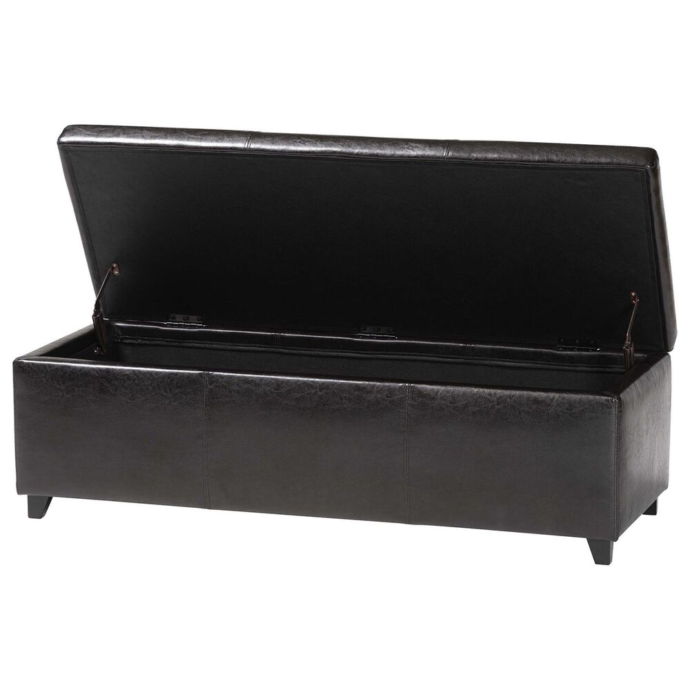 Baxton Studio Bench Storage Ottoman in Dark Brown, , large
