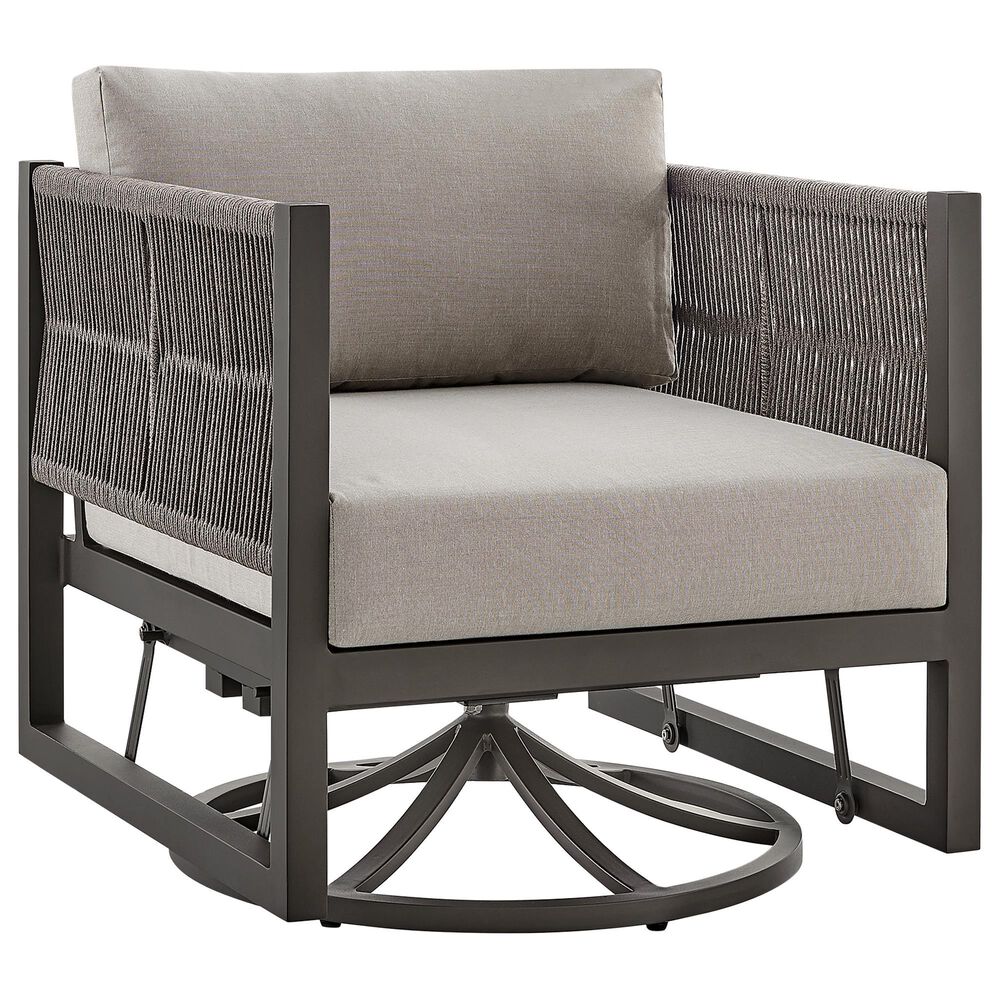 Hearth and Haven Mareike Outdoor Patio Swivel Glider Lounge Chair in Gray, , large