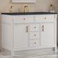 James Martin Bellshire 48" Single Bathroom Vanity in Bright White with 3 cm Charcoal Soapstone Silestone Top and Rectangular Sink, , large